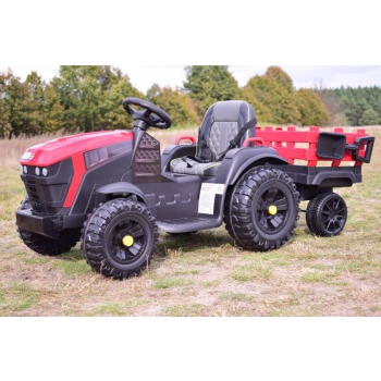 WIELKI TRAKTOR NA AKUMULATOR Z PRZYCZEPĄ, MIĘKKIE KOŁA, MIĘKKIE SIEDZENIE/BDM0925