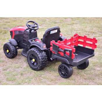 WIELKI TRAKTOR NA AKUMULATOR Z PRZYCZEPĄ, MIĘKKIE KOŁA, MIĘKKIE SIEDZENIE/BDM0925