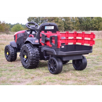 WIELKI TRAKTOR NA AKUMULATOR Z PRZYCZEPĄ, MIĘKKIE KOŁA, MIĘKKIE SIEDZENIE/BDM0925