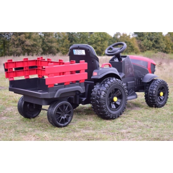 WIELKI TRAKTOR NA AKUMULATOR Z PRZYCZEPĄ, MIĘKKIE KOŁA, MIĘKKIE SIEDZENIE/BDM0925