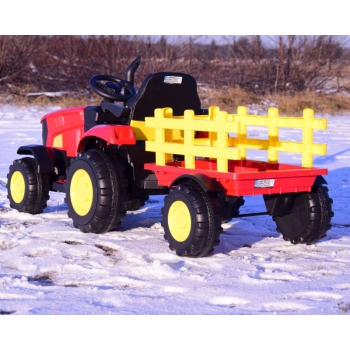 MEGA TRAKTOR NA AKUMULATOR Z PRZYCZEPĄ. MIĘKKIE SIEDZENIE, PILOT, /HL3388