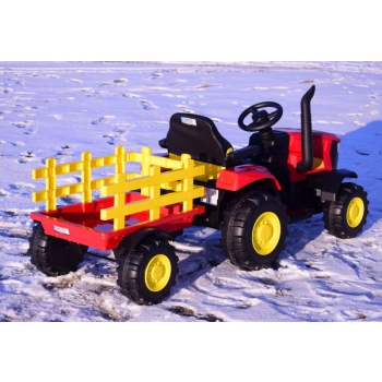 MEGA TRAKTOR NA AKUMULATOR Z PRZYCZEPĄ. MIĘKKIE SIEDZENIE, PILOT, /HL3388