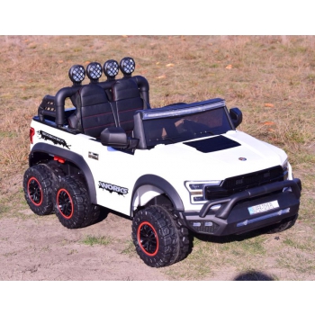 MEGA JEEP  WORKS SIX 4X4, 2 X 12V  MĘKKIE KOŁA, MIĘKKIE SIEDZENIE/JC003