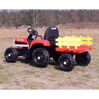 SUPER TRAKTOR FAST NA AKUMULATOR Z PRZYCZEPĄ, MIĘKKIE KOŁA, MIĘKKIE SIEDZENIE, PILOT/JC005