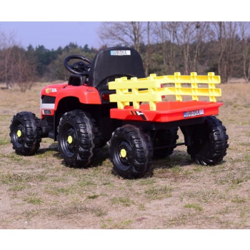 SUPER TRAKTOR FAST NA AKUMULATOR Z PRZYCZEPĄ, MIĘKKIE KOŁA, MIĘKKIE SIEDZENIE, PILOT/JC005