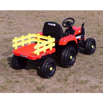 SUPER TRAKTOR FAST NA AKUMULATOR Z PRZYCZEPĄ, MIĘKKIE KOŁA, MIĘKKIE SIEDZENIE, PILOT/JC005