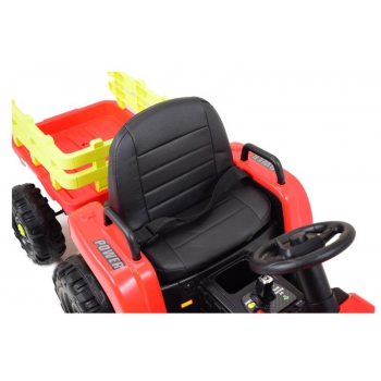 SUPER TRAKTOR FAST NA AKUMULATOR Z PRZYCZEPĄ, MIĘKKIE KOŁA, MIĘKKIE SIEDZENIE, PILOT/JC005