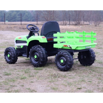 SUPER TRAKTOR FAST NA AKUMULATOR Z PRZYCZEPĄ, MIĘKKIE KOŁA, MIĘKKIE SIEDZENIE, PILOT/JC005