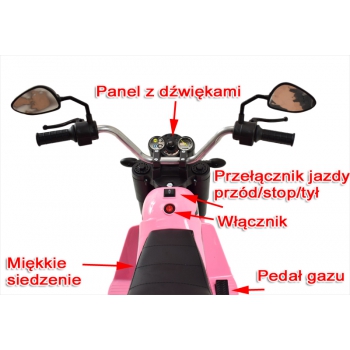 MOTOR CHOPPER - PIERWSZY MOTOREK DLA DZIECKA, MIĘKKIE SIEDZENIE/JC916