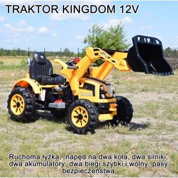 MOCNY TRAKTOR Z ŁYŻKĄ KINGDOM 12V  DWIE PRĘDKOŚCI/JS328A