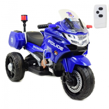 SZYBKI  MOTOR POLICYJNY Z KOGUTEM, MIĘKKIE KOŁA, DŹWIĘKI, DWA SILNIKI, PILOT/NT5188