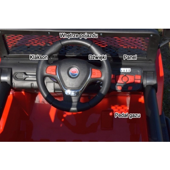 MEGA JEEP SUNSHINE, NAPĘD 4X4, 2X12V, WOLNY START/ MIĘKKIE KOŁA, BLUETOOTH, RADIO EXCLUSIVE/2388