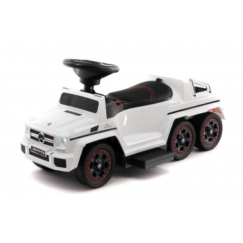 JEŹDZIK NA AKUMULATOR, PCHACZ, ODPYCHACZ MERCEDES G 63 AMG 6X6, MIĘKKIE KOŁA,  DASZEK , STEROWANIE RĄCZKĄ /1838 LONG