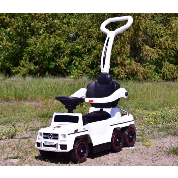 JEŹDZIK NA AKUMULATOR, PCHACZ, ODPYCHACZ MERCEDES G 63 AMG 6X6, MIĘKKIE KOŁA,  DASZEK , STEROWANIE RĄCZKĄ /1838 LONG