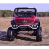 MERCEDES BENZ UNIMOG 4X4,12V14AH, AMORTYZATORY, MIĘKKIE KOŁA, MP4, LAKIER SUPER OPCJA/UNIMOG