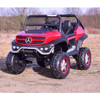 MERCEDES BENZ UNIMOG 4X4,12V14AH, AMORTYZATORY, MIĘKKIE KOŁA, MP4, LAKIER SUPER OPCJA/UNIMOG