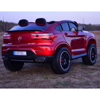 MERCEDES GLC 63S LICENCJA, 4X4, 2x12V, WALIZKA, MIĘKKIE KOŁA EVA, MIĘKKIE SIEDZENIE, LAKIER POLEROWANY, FULL OPCJA/XMX608