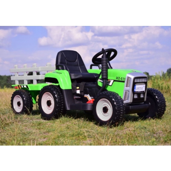 SUPER TRAKTOR BLOW - NA AKUMULATOR Z PRZYCZEPĄ, MIĘKKIE KOŁA, MIEKKIE SIEDZENIE, PILOT/XMX611
